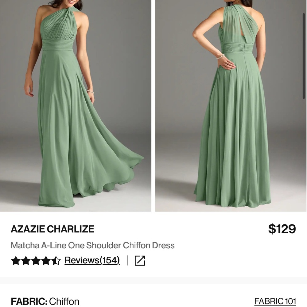 Azazie One-Shoulder Chiffon Dress in Matcha